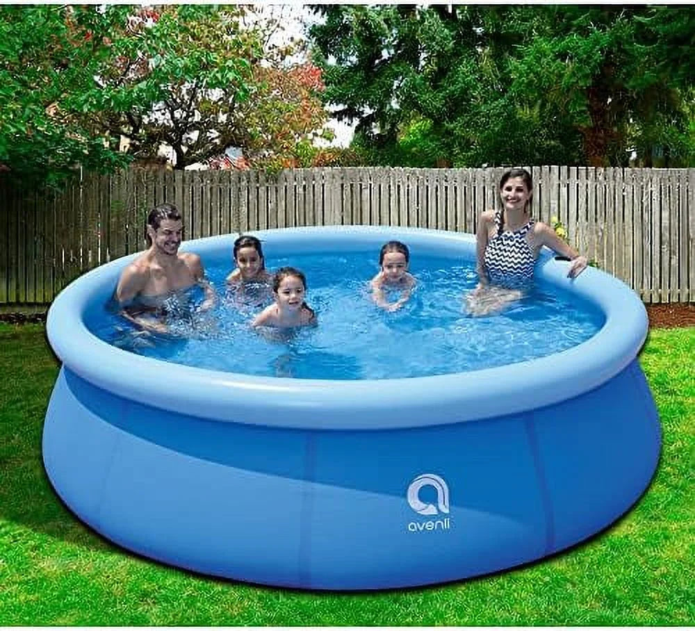 avenli 17807 10 foot x 30 inch 2 to 3 person capacity prompt set above ground kids Blow-up outdoor backyard kiddie swimming pool, blue