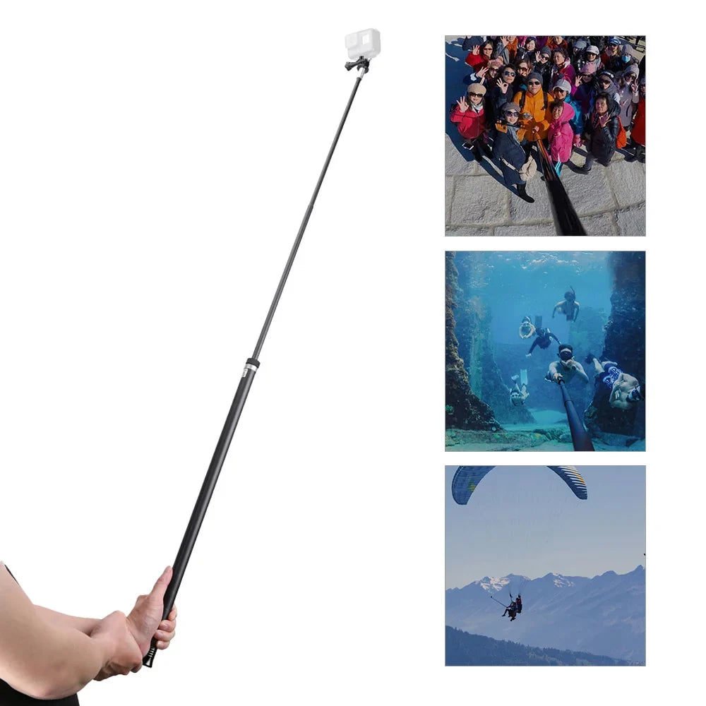 2.7M106 Inch Ultra Long Carbon Fiber Selfie Stick Lightweight Extendable Handheld Pole Monopod Replacement for Hero 11109876Hero 5 Black(2018) Replacement for One R OSMO Action