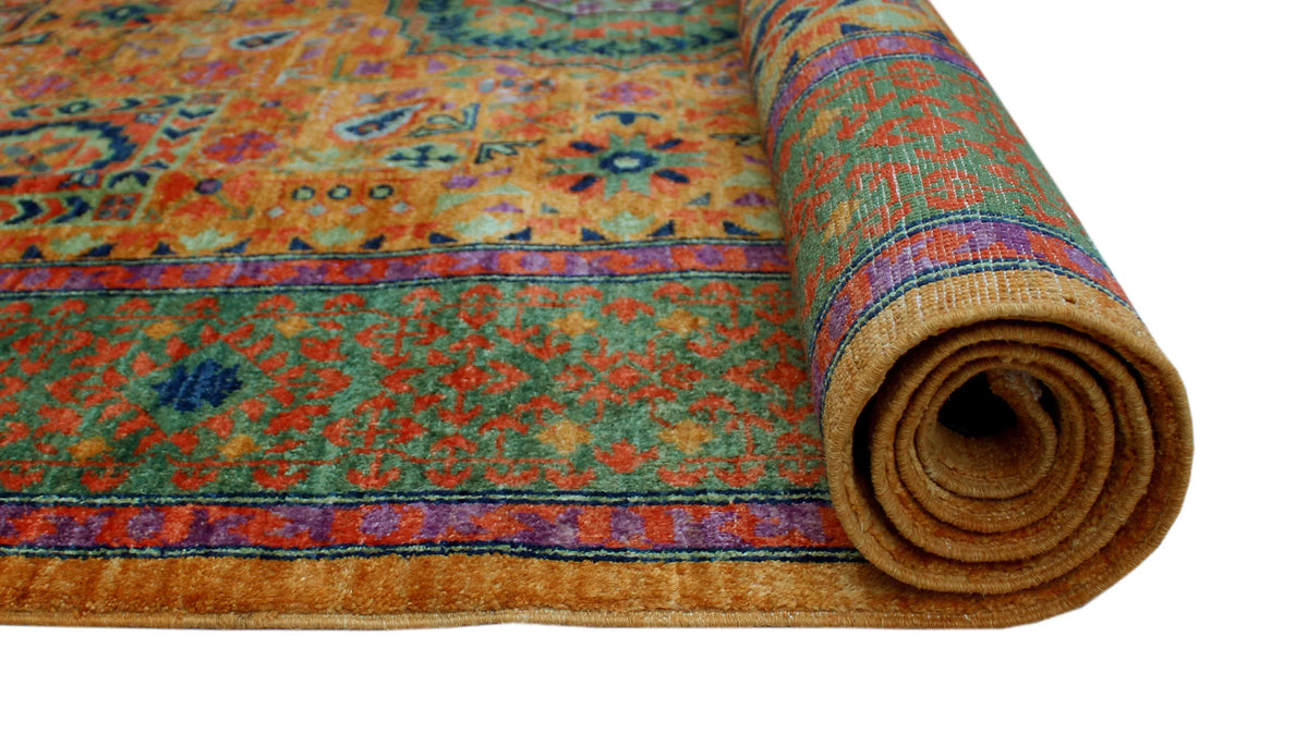 Aria Lemuel Gold/Green Rug, 5'7" x 7'8"