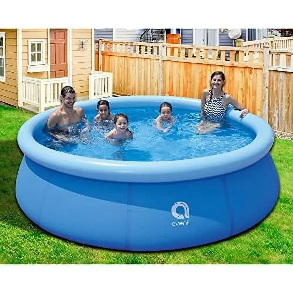 avenli 17807 10 foot x 30 inch 2 to 3 person capacity prompt set above ground kids Blow-up outdoor backyard kiddie swimming pool, blue