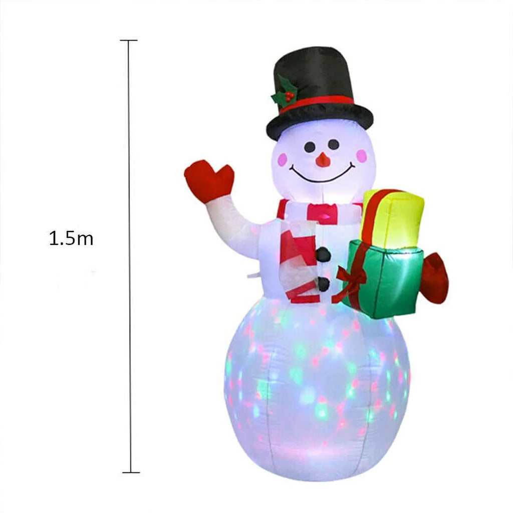 5ft Air-filled Snowman Airblown Christmas Decor Yard Decoration LED Lights for Xmas Home Garden Family Prop Lawn Holiday Party Outdoor Decor