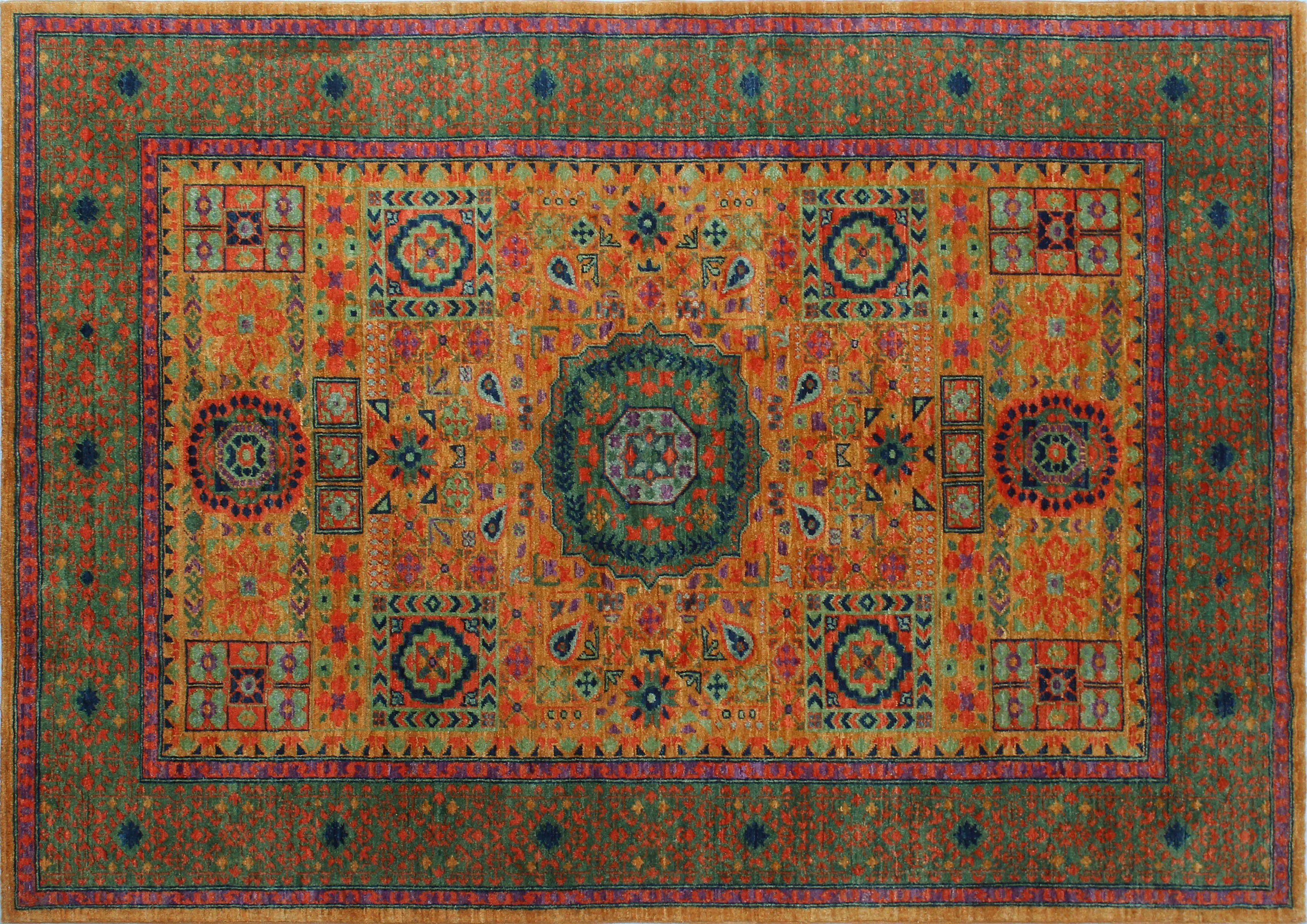 Aria Lemuel Gold/Green Rug, 5'7" x 7'8"