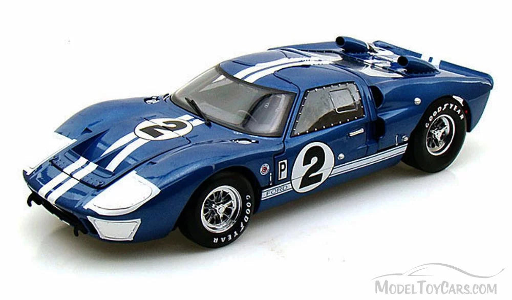 1966 Ford GT-40 MK II #2, Blue w/ White Stripes - Shelby SC401 - 1/18 Scale