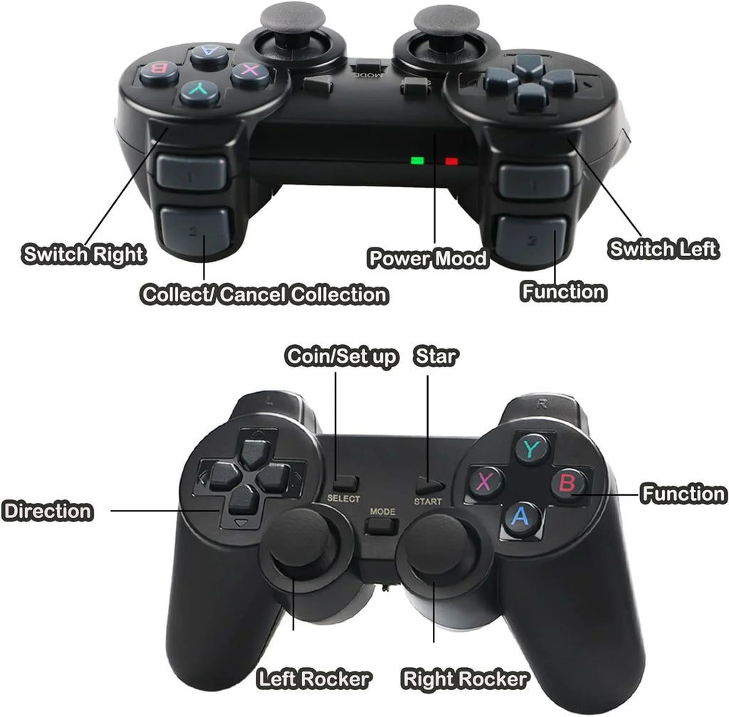 Wireless Retro Game Console, Plug and Play Video Game Stick Built in 10000+ Games,9 Classic Emulators, 4K High Definition HDMI Output for TV with Dual 2.4G Wireless Controllers