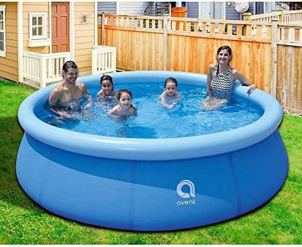 avenli 17807 10 foot x 30 inch 2 to 3 person capacity prompt set above ground kids Blow-up outdoor backyard kiddie swimming pool, blue