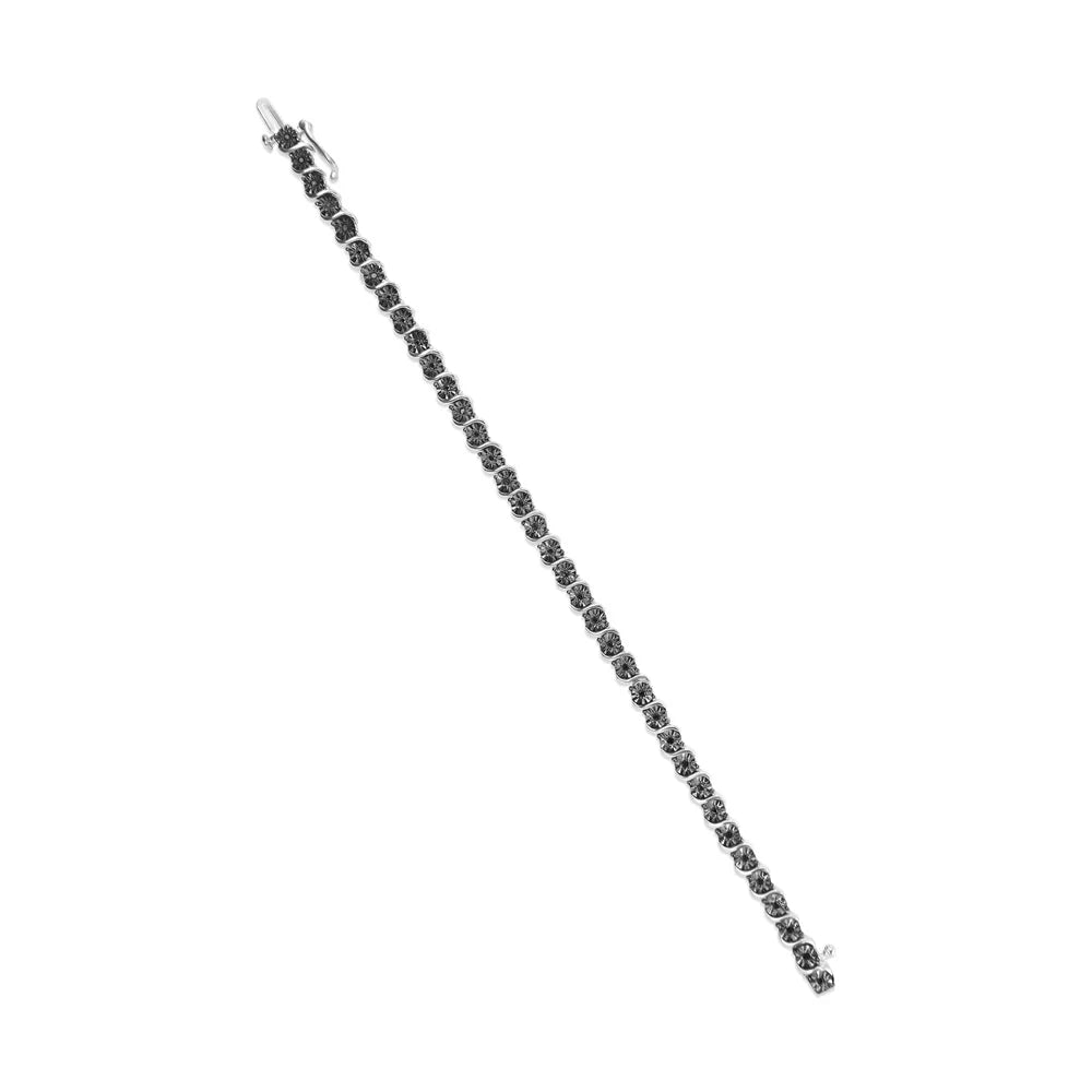 Haus of Brilliance .925 Sterling Silver 1/4 Cttw Womens Treated Black Round cut Box Clasp Diamond Tennis 7" Inches Bracelet (Black Color, I3 Quality)